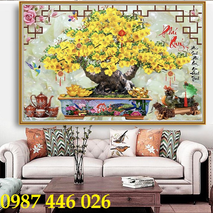 Gạch tranh hoa mai vàng Phú Quý