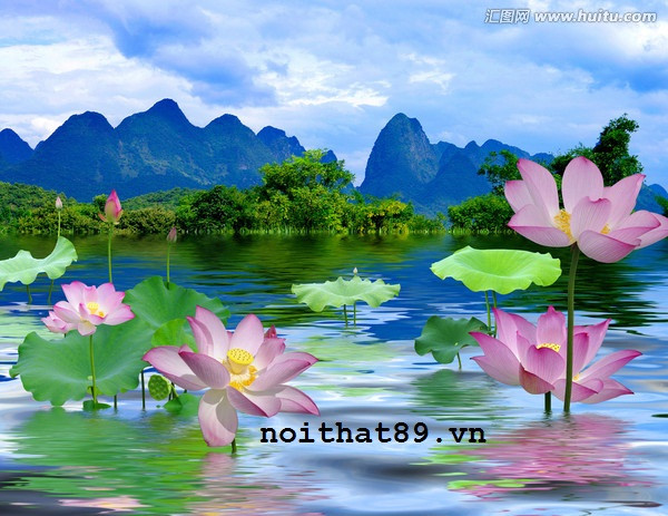 Tranh gạch phong cảnh Hồ Sen