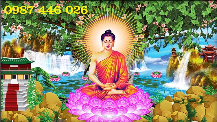 Tranh Phật tổ dưới cây bồ đề- gạch tranh 3d