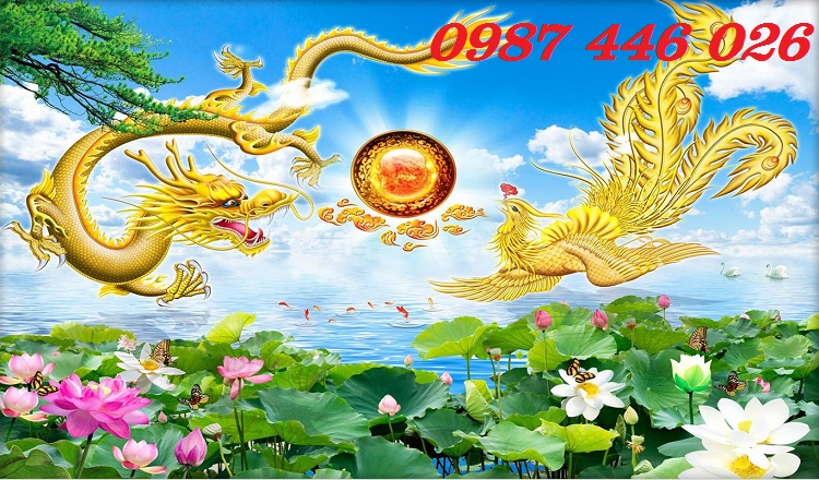 Tranh rồng vàng, tranh gạch rồng phượng 3d