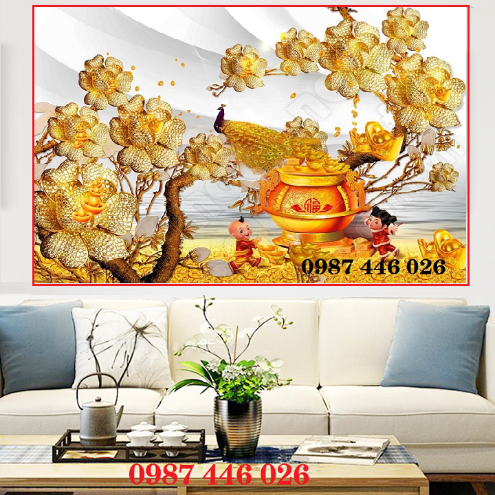 Gạch tranh bông hoa vàng 3d