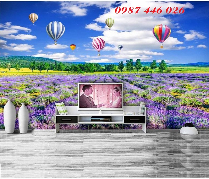 Tranh 3d vườn hoa lavender- Gạch tranh HP