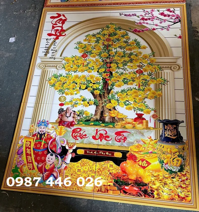 Tranh gạch men hoa mai vàng Hp7282