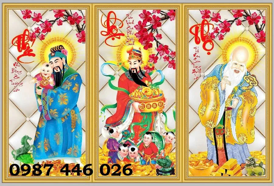 Tranh gạch men Phúc Lộc Thọ