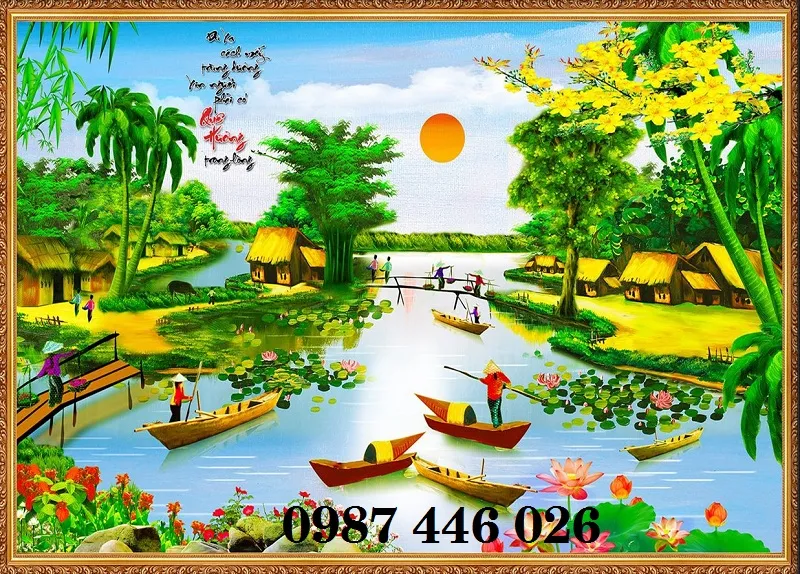 Tranh quê hương, gạch tranh ốp tường HP8233