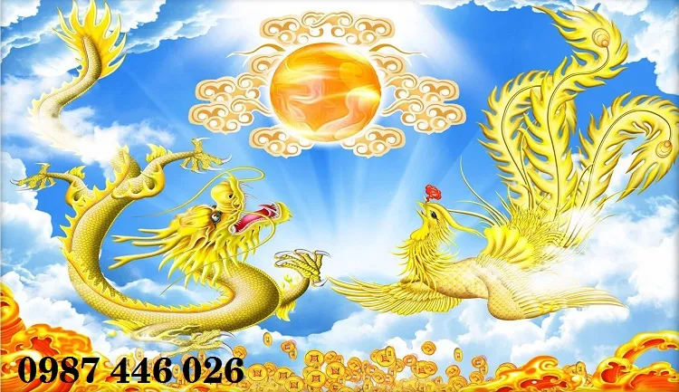 Gạch ốp tường tranh gạch men rồng phượng